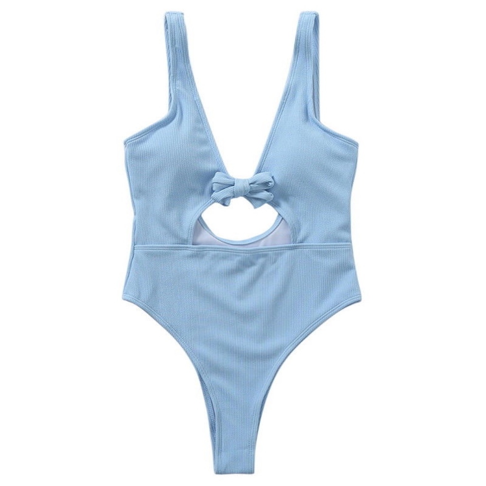 💕2/$30...Blue Ribbed Cheeky One Piece Swimsuit